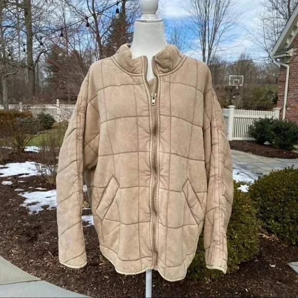 NWT Free People Quilted Dolman Jacket Bomber Oversized in Rose with Gold Zipper - Picture 13 of 13